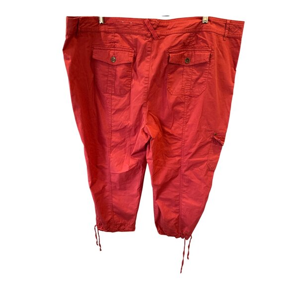 Westport Women's Red Cargo Capri Pants Size 24 Cotton Drawstring Casual Comfort - Picture 3 of 6